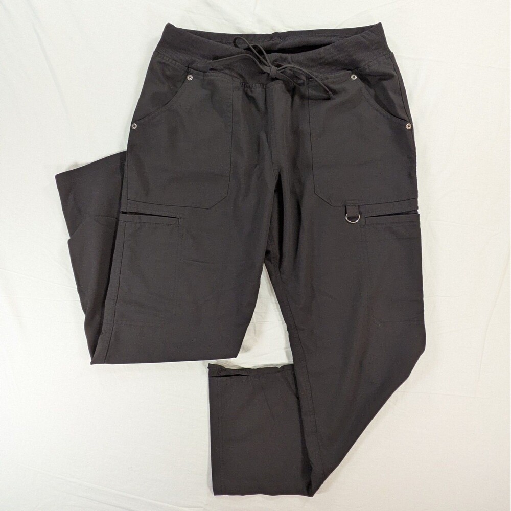Dickies Women's Petite Black Cargo Scrub Pants Size Medium Elastic Waist